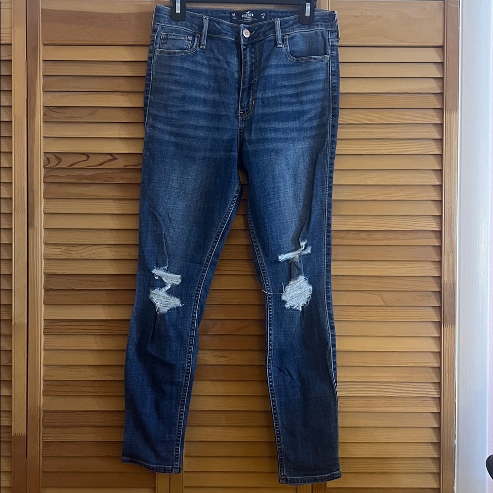 Hollister Dark Blue Distressed Jeans